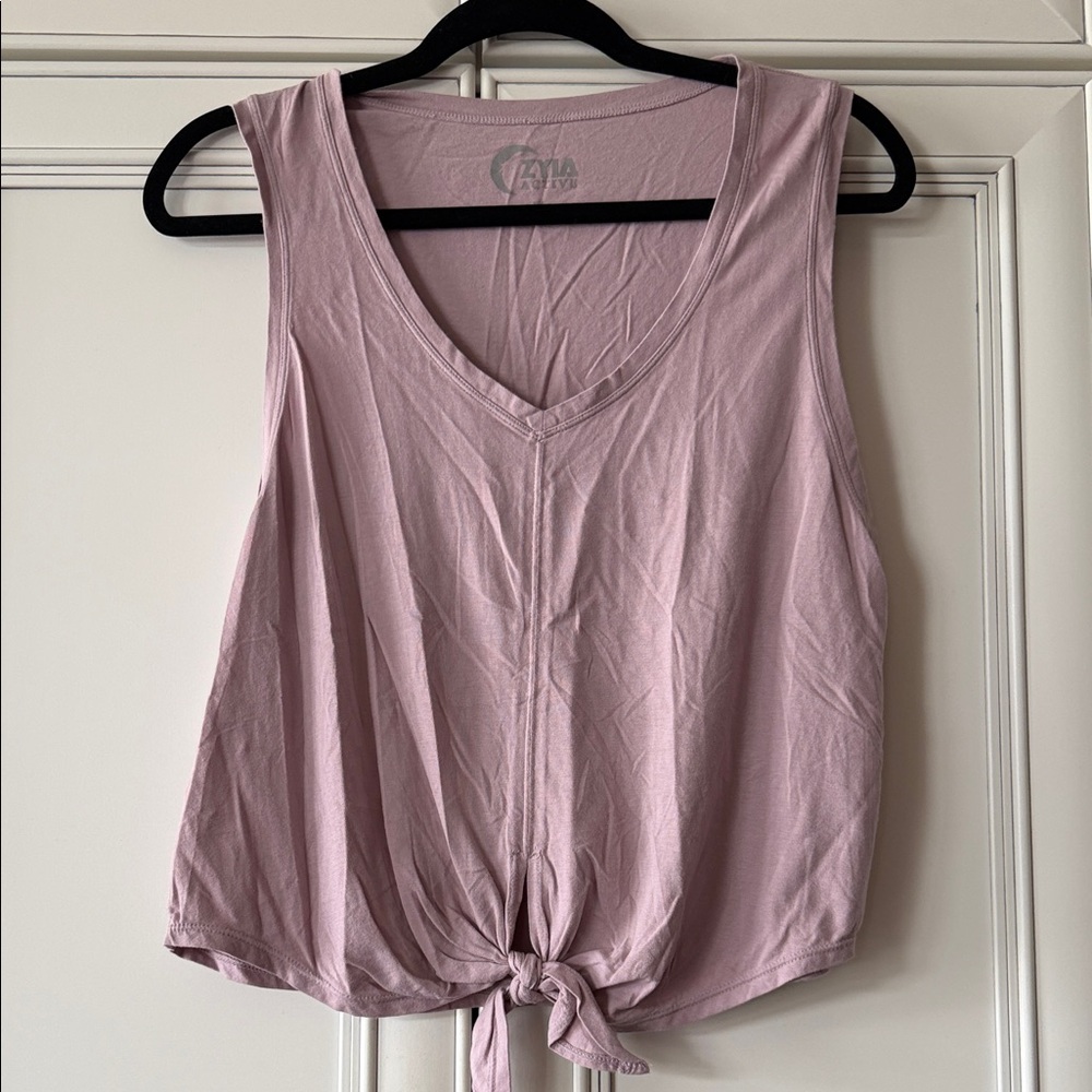 Sleeveless V-Neck Tie-Front Tank Top - Dusty Rose
